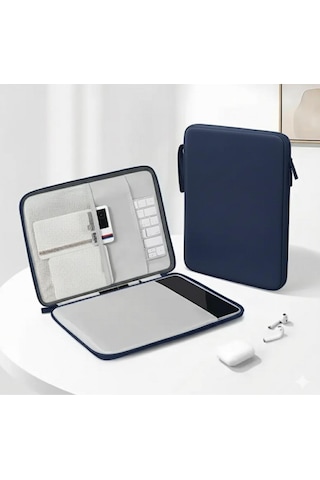 Bölmeli Tablet Ve Notebook İçin Dayanıklı Koruma Kılıfı Taşınabilir Çanta Lacivert
