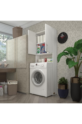 Kenzlife Çamaşır Makinesi Dolabı Veronika Byz 180*066*20 Banyo Çi Beyaz