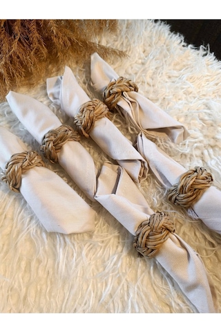 6lı Doğal Hasır Peçete Yüzüğü / Halkası Diğer