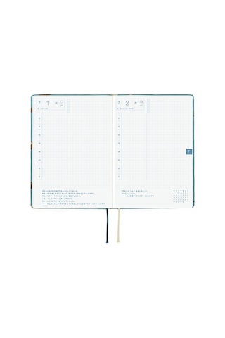 Hobonichi Ajanda Techo Hon - A6 English - Bow & Tie: In The Forest - 2026 Jan Start Mavi