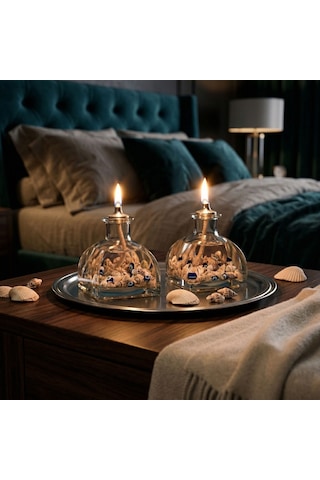 Imperiums Sea Shell Dekoratif Kandil Mum 2'li Set