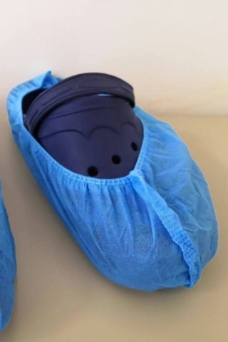 Nonwoven Spunbond Tela Yıkanabilir Mavi Galoş 100 Adet