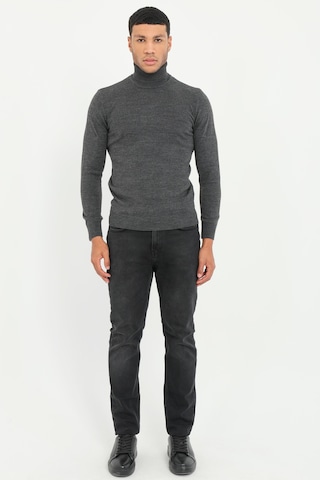 Dufy Erkek Slim Fit Tam Balıkçı Yaka Antrasit Triko-16908