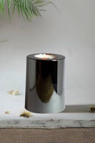 3 Lü Füme Krom Parlak Yüzey Mumluk Dekoratif Tealight Set Mum