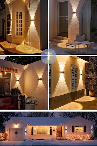Technojet Solar Güneş Enerjili 4 Ledli Bahçe Aydınlatması Aplik Sarı Işık Led Lamba 2 Adet Siyah