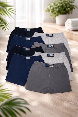 Seher Yıldızı Erkek Penye Boxer 8'li Set Çok Renkli