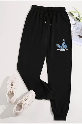Uyguntarz Unisex Baskılı Eşofman Altı Siyahh