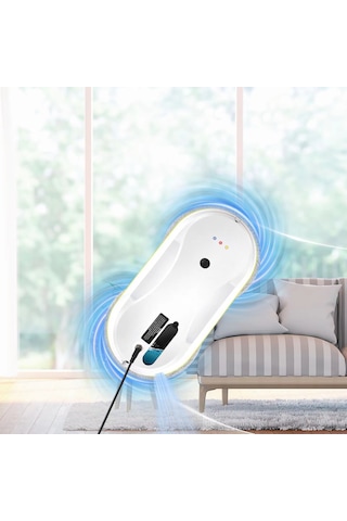 Akıllı Cam Temizleme Robotu / Cam Silme Makinesi Ultrasonik Su Püskürtmeli, Çift Diskli, Kumandalı Beyaz