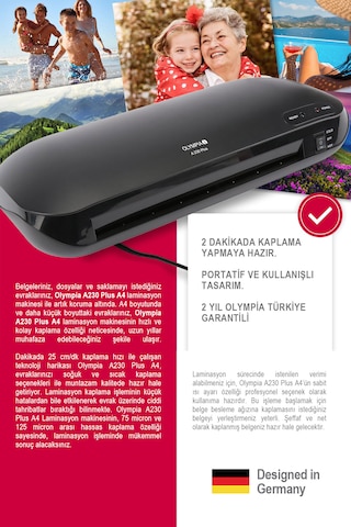 Olympia A230 Plus 4in1 Set Laminasyon Makinesi A4