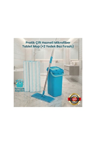 Çift Hazneli Tablet Mop Temizlik Seti +2 Yedek Mop Çift Hazneli Tablet Mop Temizlik Seti +2 Yedek Mop