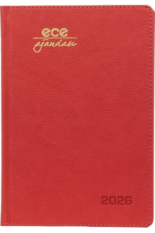 Ece Ajandası Kemer 2026 Kırmızı - Günlük Çizgili Sert Kapak 14x20 Kırmızı