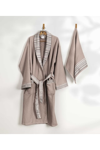 Limira 2'li Set Vizon Pamuk 1 Bornoz L-xl 1 Çeyiz Havlu 50x90 2233 Vizon