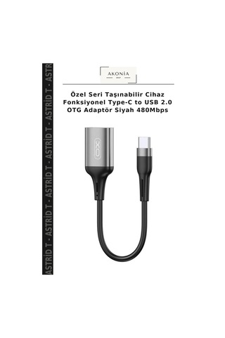 Özel Seri Taşınabilir Cihaz Fonksiyonel Type-c To Usb 2.0 Otg Adaptör Siyah 480mbps