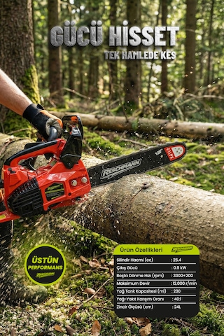 Reschmann R-hr2501 Benzinli Testere 25.4cc / 1.2 Hp