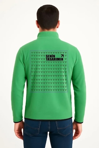 Defymoda Arka Polar Kazak Dik Yaka - Yeşil