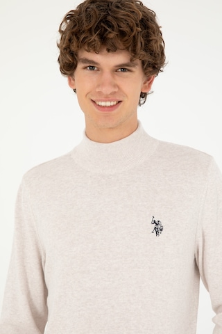 U.S. Polo Assn. Erkek Slim Fit Yarım Boğazlı Taş Melanj Basic Kazak 50293499-VR225