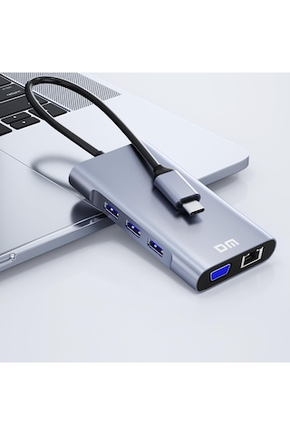 Dm Chb055 Type C To Hdmı Vga Rj45 Ethernet 3 Usb 3 0 Aux Pd Tf Sd Kart Okuyucu Dönüştürücü