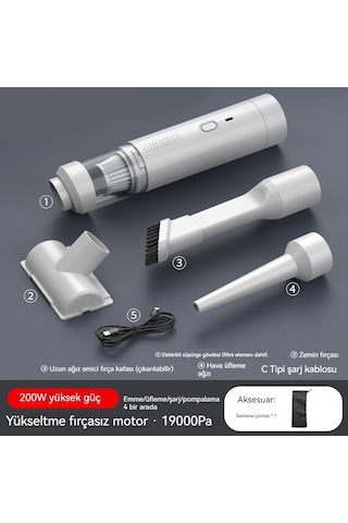 Emme Ve Üfleme İçin Araca Monteli El Tipi Fırçasın Elektrikli Süpürge