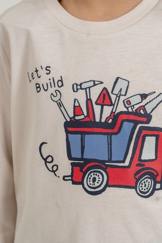 Minipomes 3-9 Yaş Erkek Çocuk Lets Build Truck Süprem Pijama Takım Kırmızı