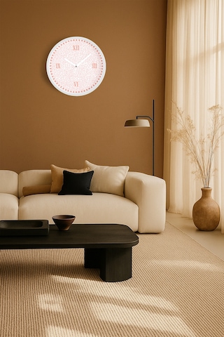 Modern Duvar Saati - 35cm - Önü Camlı Beyaz Kasa - Sessiz Mekanizma-jh0673 Beyaz