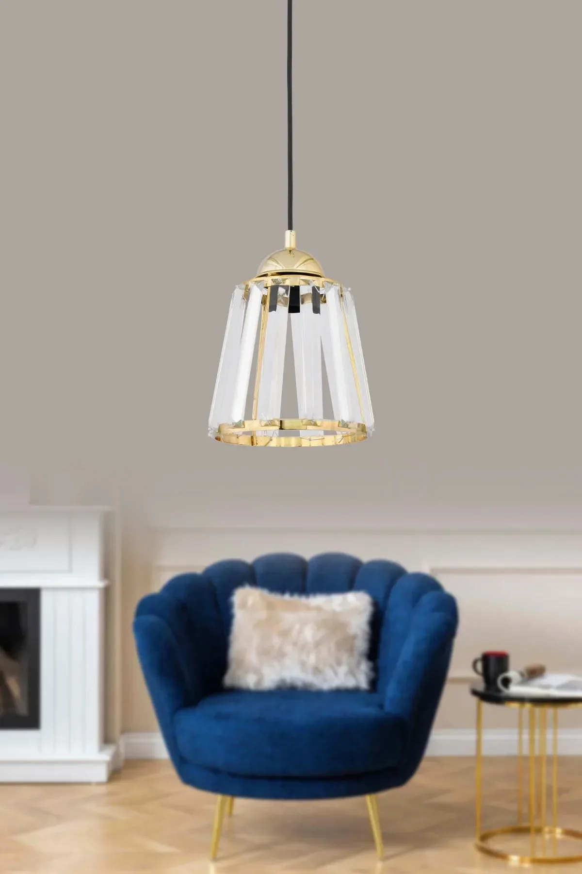 Mondi Gold Taşlı Tekli Avize Gold