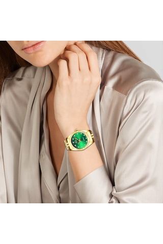 Springsun Kadınlar Klasik Kuvars Saat, Paslanmaz Çelik Kordon, Parlak İşaretçiler, 30m Su Geçirmez, Yeşil Dial, Günlük Ve İş Giyimi Altın - Beyaz