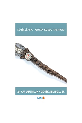 Polyester Sihirli Asa Büyülü Kuş Figürü Gotik Tasarım 24 Cm Aksesuar 1 Adet