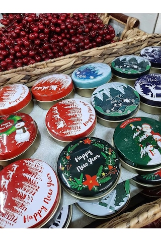 Yılbaşı Christmas Desenli Karışık Teneke Kutu 5 Adet