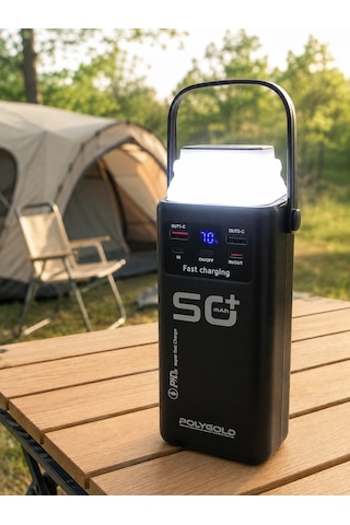 Led Aydınlatmalı Powerbank 50.000 Mah 22,5 W Hızlı Şarj 4 Dahili Kablolu Dijital Pil Göstergeli Bata