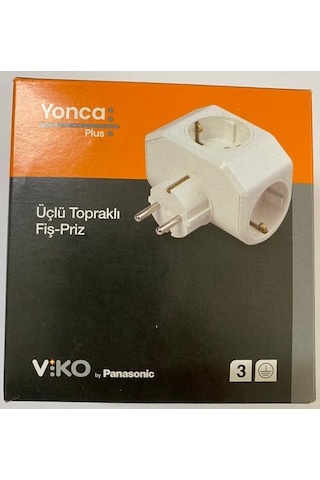 Viko Yonca Plus Beyaz Üçlü Topraklı Priz Golyat Fişli