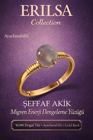 Sertifikalı Migren Ve Baş sı Yüzüğü Şeffaf Akik Ayar Çok Renkli