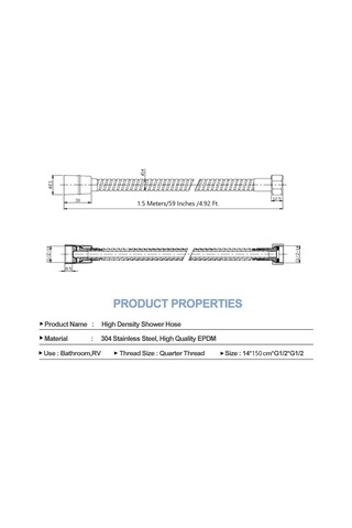 Qianfan New 5 Fonksiyonlu Duş Başlığı + 150cm Duş Spirali Siyah