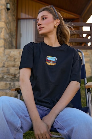 Velvoria Unisex Oversize Siyah Dude T-shirt