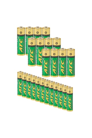 Atc 24lü 12aa + 12aaa İnce Ve Kalın Kalem Pil Seti Saat R03 Ve R6p Pili Çinko Karbon Pil Zn-c 1.5v