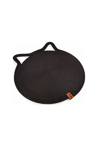 Gobypet Jüt Kulaklı Yuvarlak Kedi Köpek Mama Yatak Önü Paspası Hasır Kedi Matı 40 x 40 CM