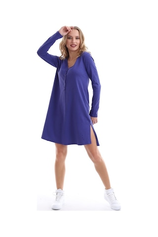 Self Clothing Kadın Tunik Elbise Düğmeli Yan Yırtmaçlı Mor