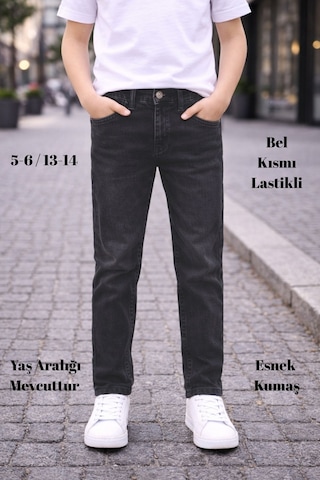 Cedy Denım - Yüksek Kalite Erkek Çocuk Yüksek Bel Regularfit Esnek Jean Pantolon C800 Antrasit
