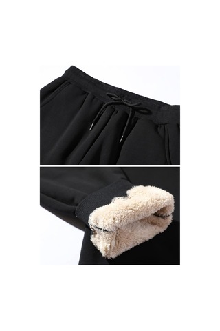 Ghassy Co. Ghassy Co. Erkek Ultra Termal Kışlık Sherpa Astarlı Aktif Koşu Normal Paça Jogger Eşofman Altı Siyah