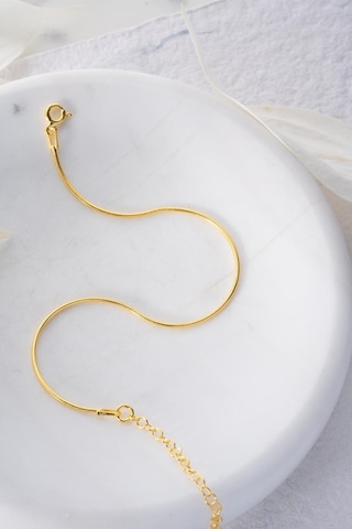 Nereze 925 Ayar Gümüş Gold Kaplama İtalyan Sade Zincir Bileklik