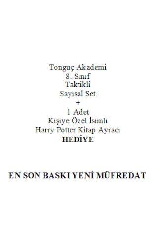 Tonguç Akademi 8. Sınıf Taktikli Sayısal Set Seti En Son Baskı Yeni + Kişiye Özel Harry Potter Kitap Ayracı Hediye