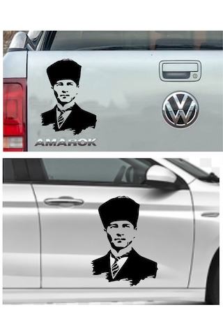 Atatürk Silüet Gazi Mustafa Kemal Büyük Türk Atatürk Başkomtan Sticker Araba Oto Motosiklet Karavan Sticker 00008 30x22 Cm