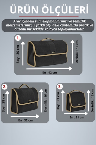 3'lü Cırtlı Keçe Kumaş Oto Bagaj Çantası Geniş Hacimli,dayanıklı,araç İçi Düzenleyici