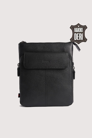 Hakiki Deri Erkek Postacı Çantası Siyah Smr9279 Siyah