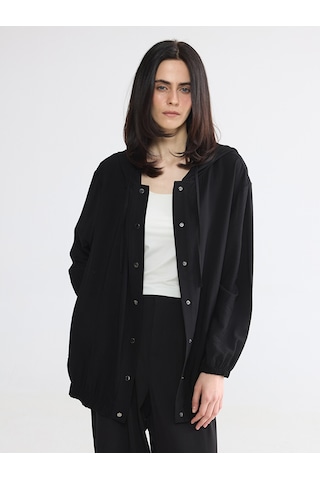 Lcw Everyday Siyah Kapüşonlu Kadın Tunik