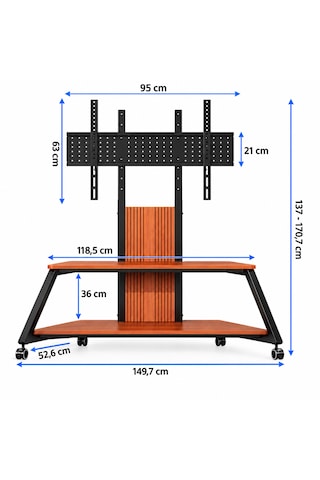 Dark Vs06 50"-100" 100 Kg Taşıma Kapasiteli Tekerlekli Büyük Ekran Tv Standı Dk-ac-vs06