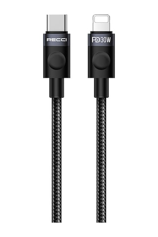 Recci Rs50cl Type-c To Lightning Pd Hızlı Şarj Özellikli Data Ve Şarj Kablosu 30w 1m Siyah