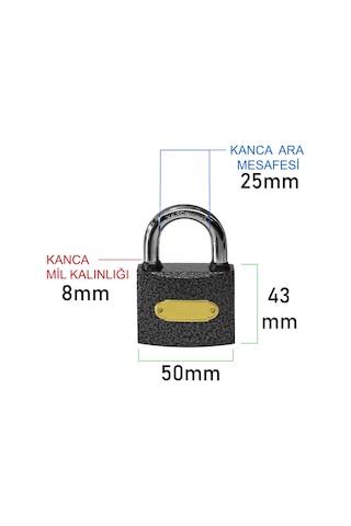 50 Mm Asma Kilit Yağmur Contalı Ekstra Güvenli Çift Damak Kilitleme Özelliği Kapı Kilidi