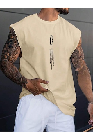 Altamira Erkek Dikey Baskılı Oversize Kolsuz T-shirt 001