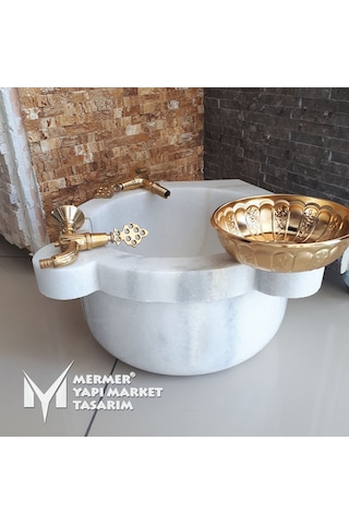 Muğla Beyaz Mermer Düz Kurna