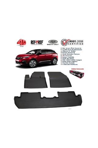 Peugeot 3008 Gt Paspas 4D Araca Özel Havuzlu Siyah 2016- Siyah